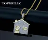 Trap House Pendant Halsband Män isade ut kubiska zirkoniumkedjor Copper Material Hip Hoppunk Gold Silver Color Charms Jewelry J19078394444