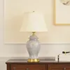 Lampes de table de style européen lampe en céramique tout tissu cuivre décoratif américain salon de chambre à coucher