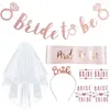 Bridal Veils 8pcs/Set Bachelorette Party Decorations Rose Gold Bride to Be Sash Banners