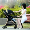 Barnvagnar# Baby Barnvagn Tvåvägs lätt barnvagn en-knapps rese bärbar barnvagn spädbarn vagga fällbar högvy barnvagn baby vagn T240509