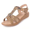 Sapatos casuais yaerni 2024 verão plus size fivela strap feminino sandálias de reposição de flores de miçangas gladiator sandalias mujer