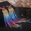 Bengelen oorbellen Koreaanse trendy boog kristal ophangen voor vrouwen 2024 Sparkling vol strass Long Tassel Brincos sieraden