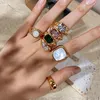 Европейская и американская модная тенденция циркона кольцо 18K Золотая из нержавеющей стали Instagram Red Ring Jewelry Women 240510