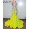 Sparkly Diamonds Yellow Prom Dresses For Black Girls Crystal Beading Rhinestones Sequins Birthday Party Dress special Reception