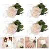 Decorative Flowers 4 Pcs Wrist Flower Wedding Bride Corsage Wristbands Bridesmaid Straps The Bridal