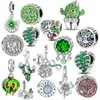 925 SERRING Silver Green Series Flower Tree Plem Plendant Diy Fine Perles Fit CHARMS ORIGINAL BRACKET FEMMES BIELLIE DIY 240428