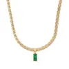 Pendant Necklaces ZAKOL Luxury Gold Color Braided Chain Necklace Hip Hop Trendy Green Rectangular Zircon Party Jewelry