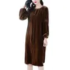 Casual jurken herfst winter lange lantaarn mouw jurk dames 2024 elegant temperament losse dunne a-lijn vestidos 11 kleuren