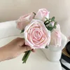 Fleurs décoratives hydratantes 6head latex rose bouquet réel tactile mariage artificiel mariage nuptial de mariage décor de luxe à la maison