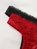 Dames slipje sexy en charmant ondergoed ultradunne volle kant string 3 pc's zwart blauw rood kan worden gekoppeld aan een lingerie 363-3