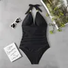 Women's Swimwear Summer Beachwear Swimming Suits Bathing Suit Woman Fashion Leopard Print Halter Backless One Piece Swimsuit Women