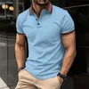 Summer Mens Polo Shirt med högkvalitativ krage Kort ärm Casual Fake Pocket Fashion Fashion European Size SH 240430