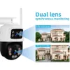 IP -Kameras Kerui Outdoor Wireless 6MP Dual Objektiv WiFi IP -Kamera Home Sicherheit CCTV Video Überwachung Menschlicher Körpererkennung Dual Screen ICSEE D240510