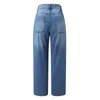 Jeans femminile estate alte pantaloni in vita signore 2024 pantaloni a gamba massiccia casual tasca con cerniera