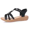 Sapatos casuais yaerni 2024 verão plus size fivela strap feminino sandálias de reposição de flores de miçangas gladiator sandalias mujer