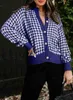 Panks de taille plus femme Dokotoo Sweater de cardigan pour femmes boucle à col boucle à manches longues à manches à manches longues en tricot à plaid à manches longues.