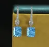 Nature Aquamarine Diamond Dangle Orering 100 Origini originali 925 Sterling Silver Party Orecchini per le donne Gioielle