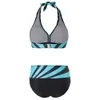 Kobiety stroju kąpielowego 2021 Nowy czarno -biały cyfrowy druk otwarty Back Sexy Split Bikini Swimuit for Women
