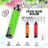 Original Vapsolo FEED BAR SHISHA 15000 Puffs Disposable 15k puff Vaporizer 22ml Prefilled Cartridges Pod 650 Mah Rechargerable Vape