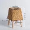Nordic w stylu podłogi tkany koszyk z drewnianymi nogami roślina garnek domowy ogródek kwiatowy kosza do przechowywania 240428