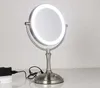 Kompaktowe lusterka 8-calowe makijażu lustra dwustronne 1/3 powiększenie z światłem LED regulowaną jasność na dwóch tabletach Q240509