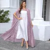 Vêtements ethniques Muslim Fashion Femmes Dush Cardigan 2 pièces Set Arab Dubai Party Burqas Shift Robe Islamic Spring été