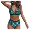 Women's Swimwear Brazilian womens bikini set leaf print swimsuit high waisted swimsuit swimsuit J240510