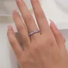 Clusterringen Modian 925 Sterling Silver Exquise Purple Purple Wave Finger Ring Cute Simple Trendy For Women Birthday Sieraden Gift