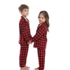 Pyjamas 2 pièces en coton pyjama ensemble pour enfants filles garçons plaid motif de Noël loungewear enfants pyjamas de coton set plaid t240509