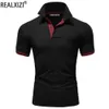 Polos masculins New Mens Polo Colord Colord Color Slim Fit Slim Summer Top Q240509