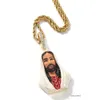 Hip Hop Jesus Halskette Anhänger Sier goldplattiert mit Tenniskette vereisere Kubikzirkon -Männer -Schmuckgeschenk