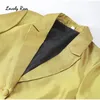 Hight Street Gold Blazer Veste Femmes Long Mancoche narquée Single Breasted Pocket Female Vestes Automne Elegant Lady Coat 240507