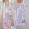 3Pcs Gift Wrap Flower Bouquet Paper Packaging Bags Window Tote Bag Mothers Day 5Pcs
