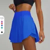 Lu-16 sommarsportshorts kjol Löst tunn yogalaggings Gymkläder Kvinnor som kör fitnessträning Casual Light Proof Double Layer Hot Pants Diha