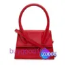 Delicate luxe Jaq Designer Tote Bag Red Kalf Leer Satchel Solid Color Modieuze textuur Een schouder Kleine handtas