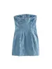 Lässige Kleider nlzgmsj sexy blaue Jeansscheide Mini Party Kleid Frauen y2k Streetstyle Jeans Tube Rückenless Bodycon Mode 2024 Vestidos