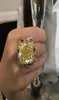 Big Cocktail Party Citrine Crystal Ring Women Gemstone Zircon Diamond Bling White Gold Silver Color Band Tailles 6103386369