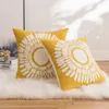 Pillow Floral Cover Embroidery 45x45cm Yellow Blue Grey Pink Canvas Cotton Decorative Pillowcase For Sofa Bed