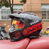 Motorhelm Vintage Casque Moto Black Warrior Combinatie Volledige half Cruising Cascos Motorcross Capacetes 240509
