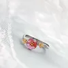 Ringos de cluster autênticos 925 anel de prata esterlina feita à mão incrivada