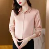 Chemises de printemps de chemisiers pour femmes pour femmes Satin à manches longues Blouse Office Lady Fashion Silk Shirt Ol Elegant Ladies Tops