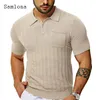 Herren Polos 2024 Amerikanische und europäische Mode Polo -Shirt Plus Size Herren Basic Top Kurzärmel Casual Pullovers Black Khaki Soft Strickwear