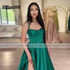 Robes de fête de design simple robe de bal longue verte 2024 chérie spaghetti high côté fente robe de soirée femme de remise des diplômes