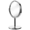 Kompaktowe lusterka makijażu makijażu dwustronne obrotowe okrągłe okrągłe klasyczne 4-calowe 4-calowe srebrne pulpit do podróży osobistej Q240509