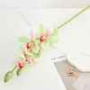 Decorative Flowers Wedding Auditorium Decor Red Orchid Artificial Bar Cafe Decoration Simulation Cymbidium Silk Fake Flower Green Plant