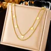 Choker dieyuro 316l en acier inoxydable Double couches Collier de boucles coeur pour femmes Fashions Gold Color Neck Chain Bijoux Party