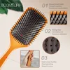 Kare bıçak saç fırçası dişi kafa derisi masaj fırçası geniş diş tarağı saçlar için büyük hava yastık akçaağaç fırçası 240429