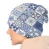 Berets Blue Portuguese Tile Beanie Cap Winter Warm Bonnet Homme Knitting Hats Ski Portugal Azulejo Flower Skullies Beanies