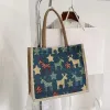 Shopper Shop Tote Bag Horizontal Handbag de lona estampada Mulher Bola de luxo de luxo Linen Beach Big Travel Shopping Bag13