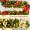 Fleurs décoratives 2,7 m de LED Light Christmas Rattan Couronne de luxe Décorations Garland Decor With Lights Mariage de fête à la maison